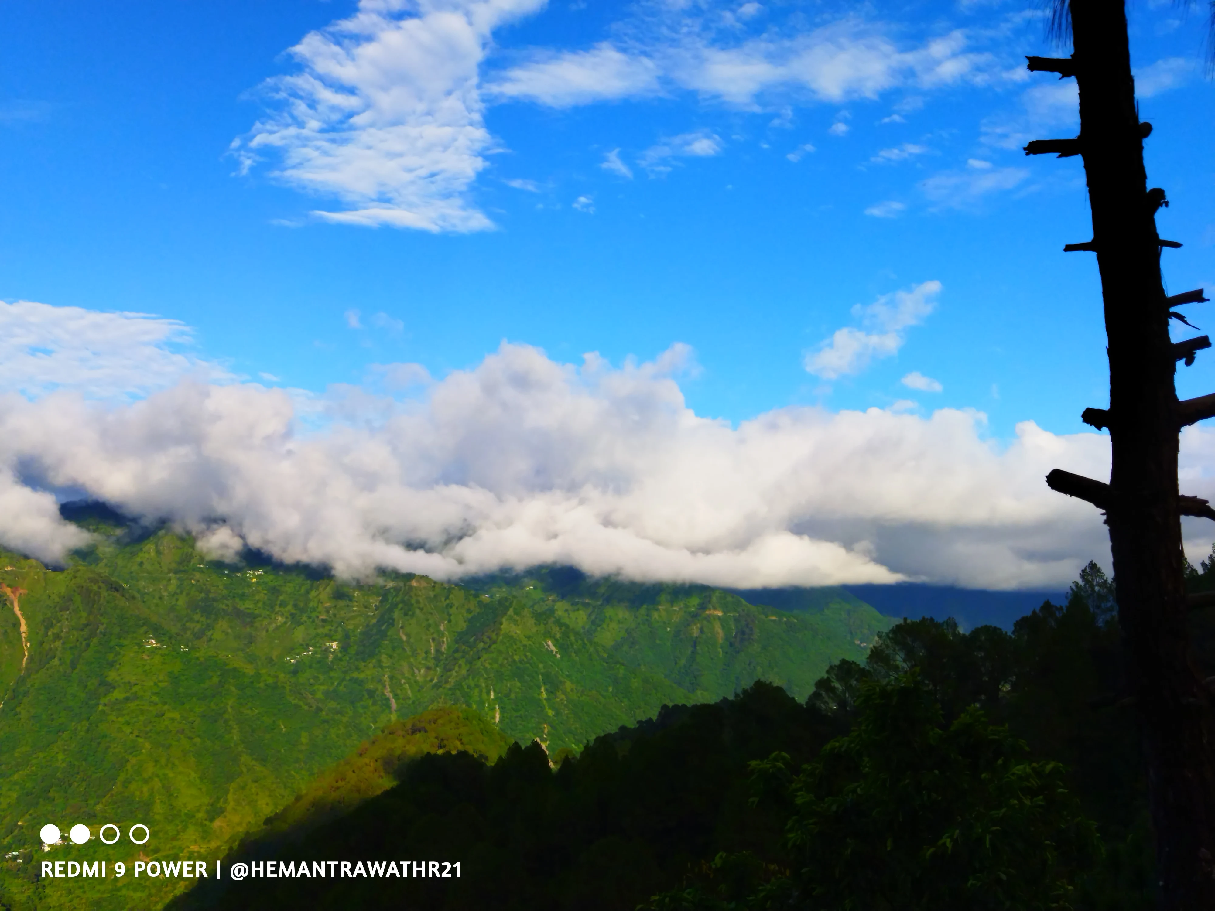 Blue sky green mountain